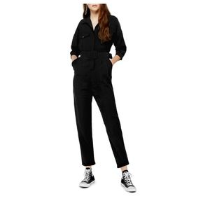 TOPSHOP Belted Button-Up Long Sleeve Jumpsuit